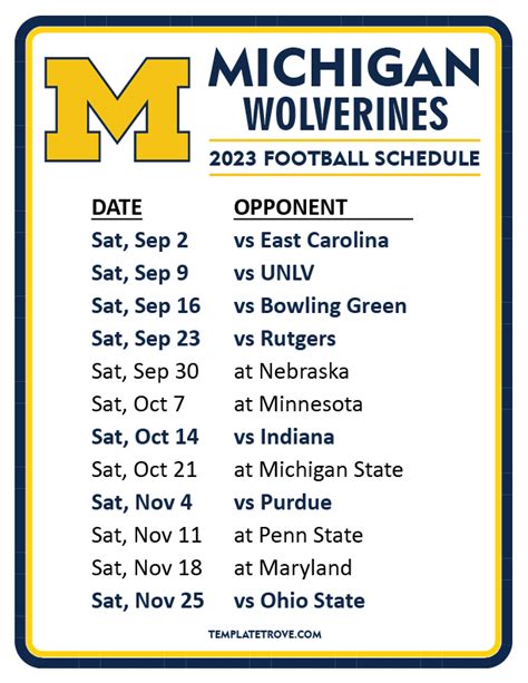 michigan football home game schedule